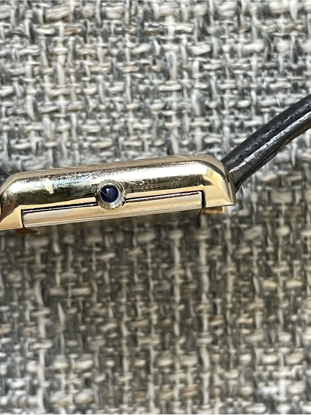 1970’s Vintage Must De Cartier Tank, Gold Plated, Sapphire Cabochon, Manual Wind - Picture 4 of 15